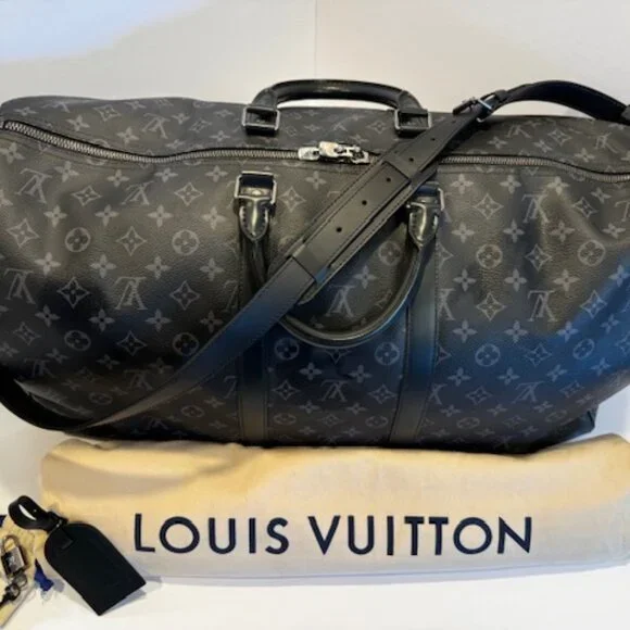 Louis Vuitton Keepall Bandouliere 55 Monogram Eclipse Duffle Bag - Picture 3 of 11